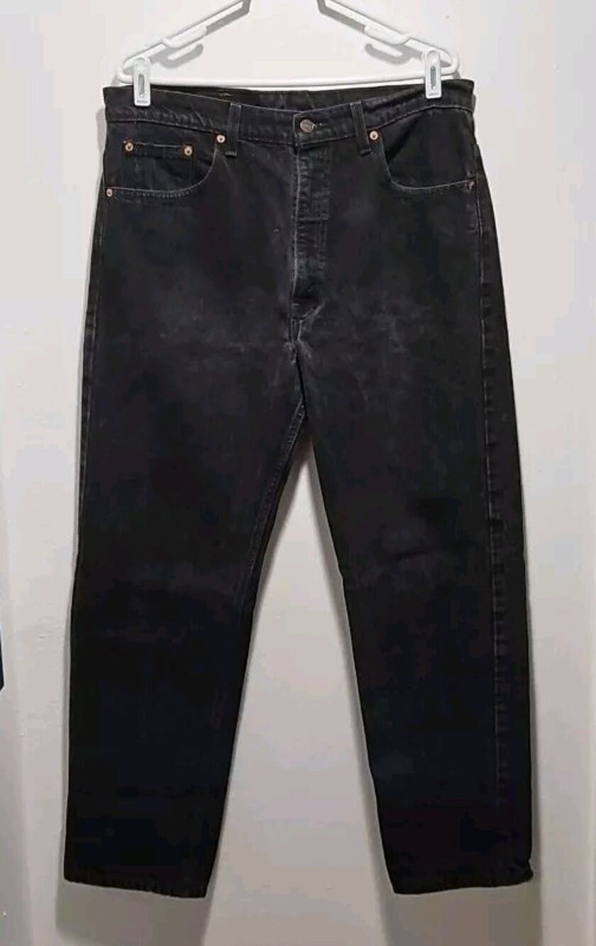 Levi's 505 Regular Fit Jeans Black Denim 38W x 30L Red Tag